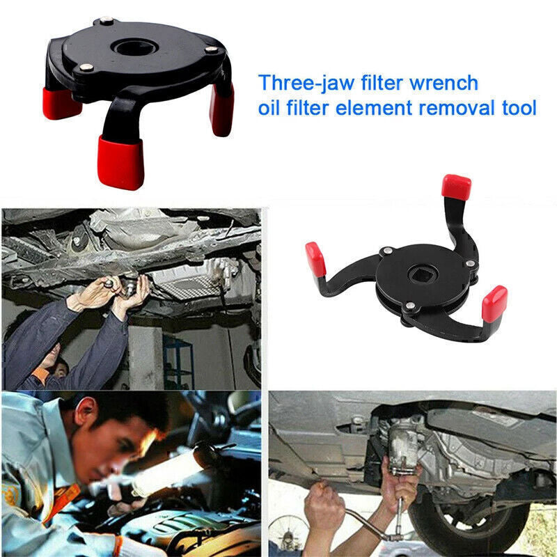 Universal Car 3 Jaws Oil Filter Wrench Adjustable Spanner Remover Removal Tool-