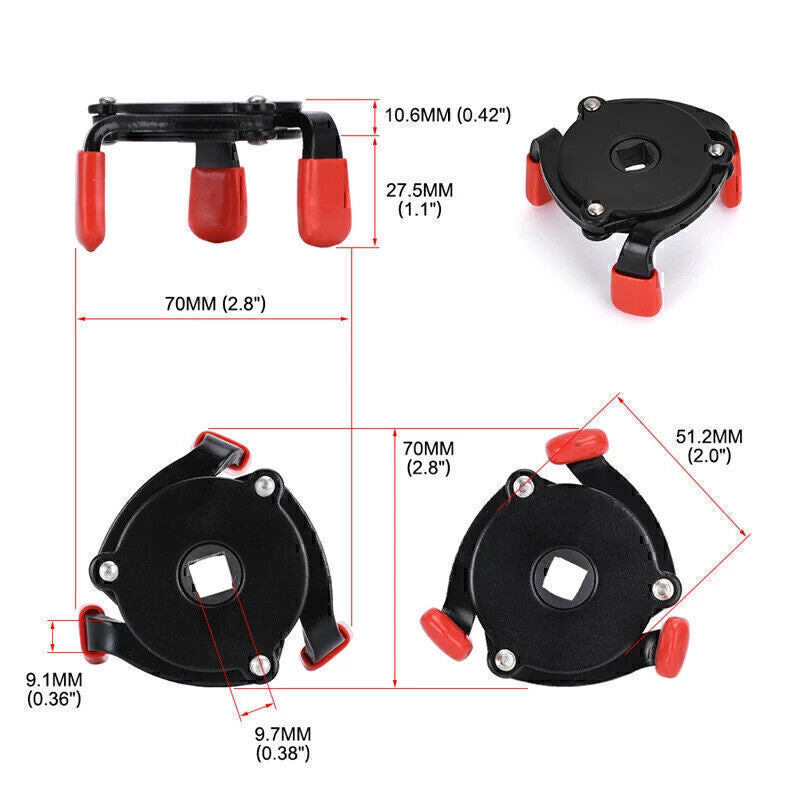 Universal Car 3 Jaws Oil Filter Wrench Adjustable Spanner Remover Removal Tool-