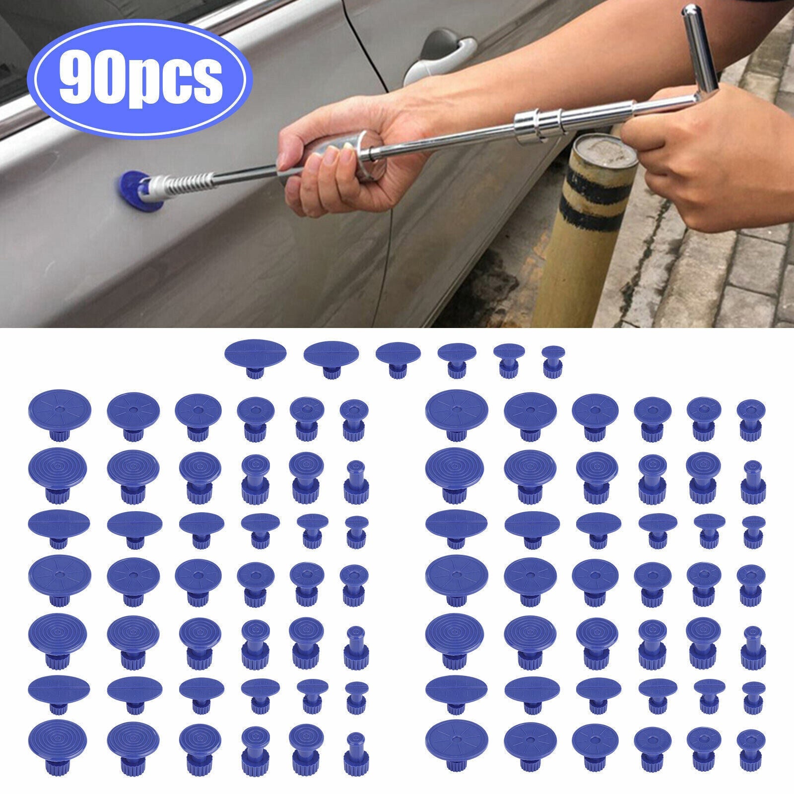 90x Kit PDR Glue Pulling Tabs Paintless Dent Repair Hail Removal For Universal