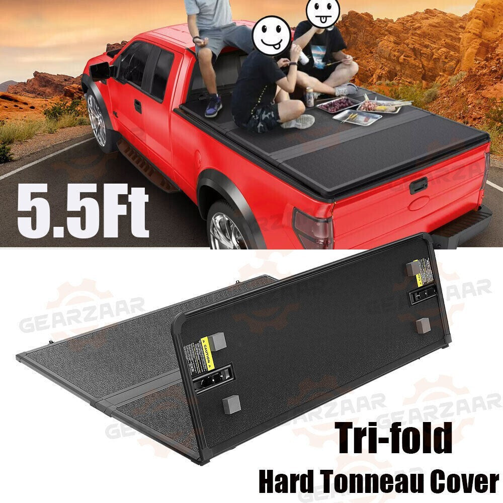 5.5FT 3-Fold Truck Bed Hard Tonneau Cover For 2009-2014 Ford F150 F-150