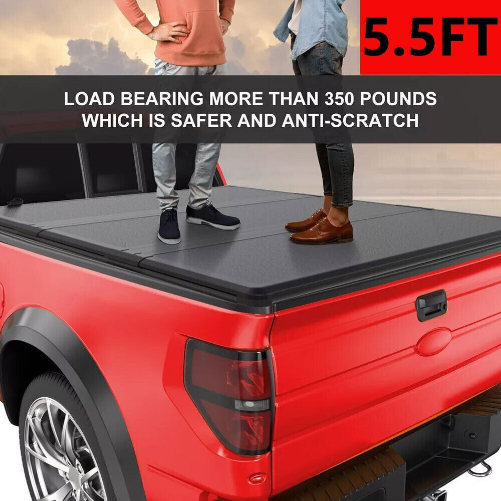 5.5FT 3-Fold Truck Bed Hard Tonneau Cover For 2009-2014 Ford F150 F-150
