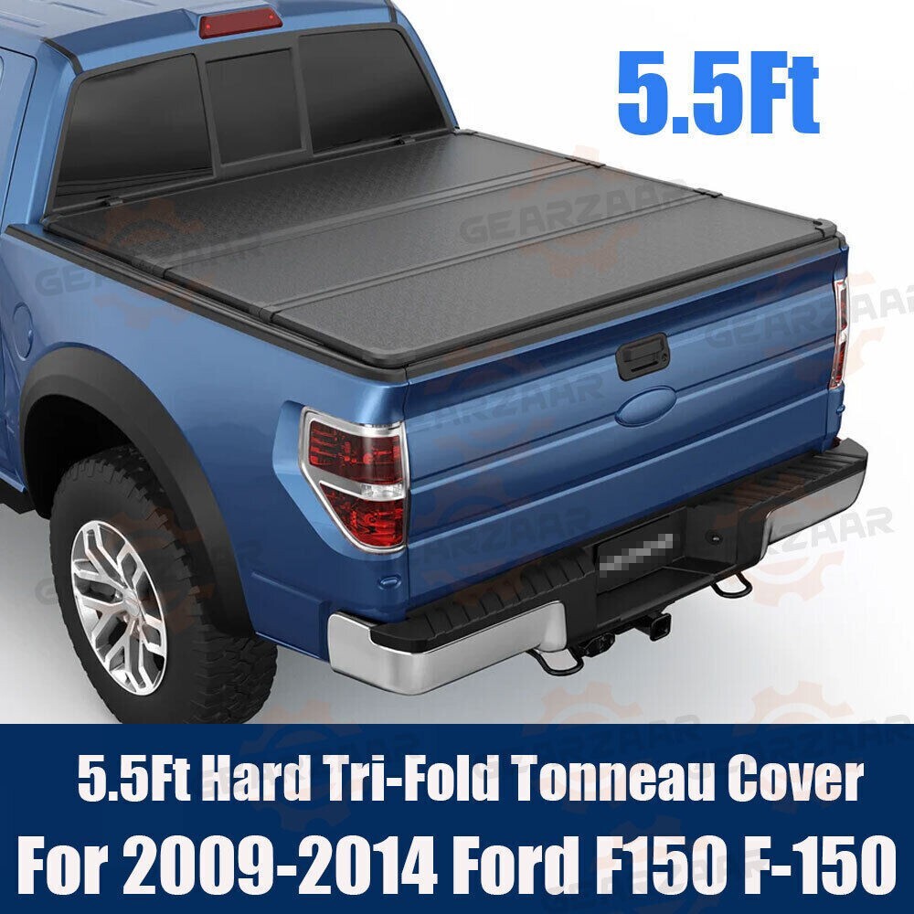5.5FT 3-Fold Truck Bed Hard Tonneau Cover For 2009-2014 Ford F150 F-150