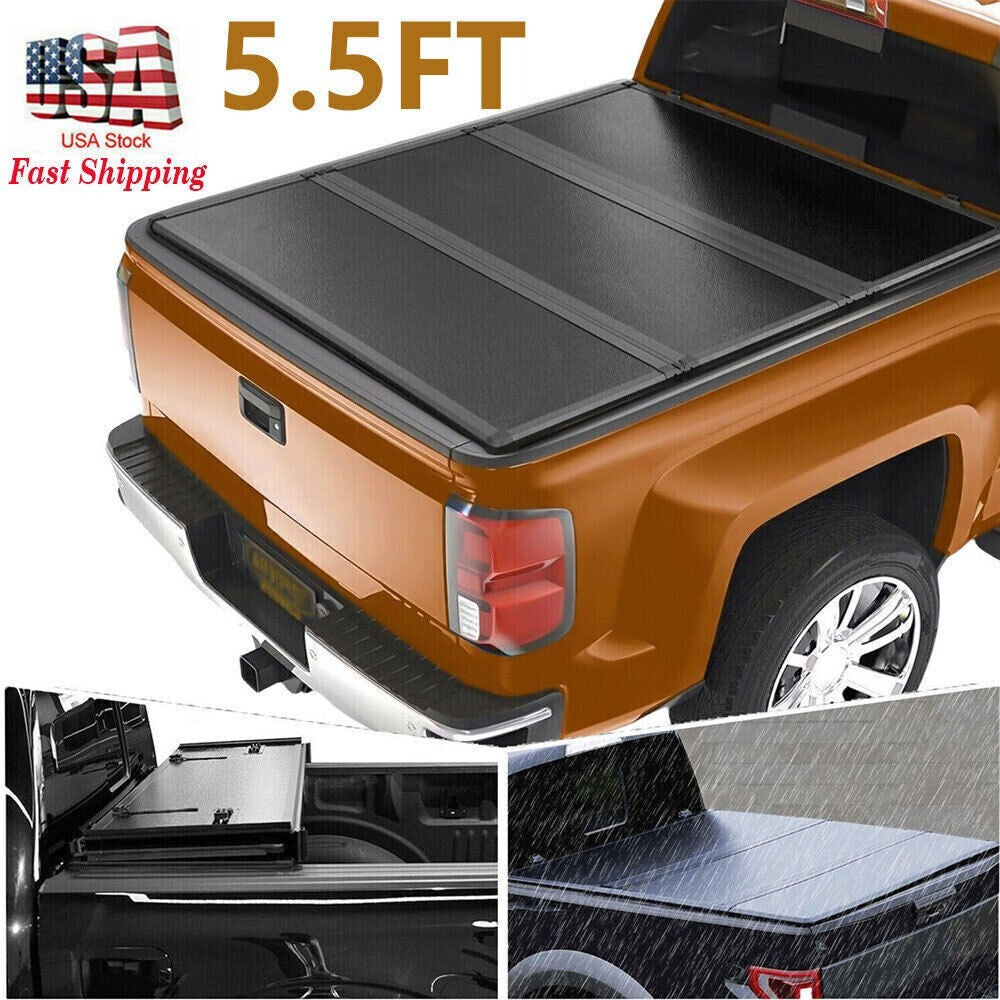 5.5FT 3-Fold Truck Bed Hard Tonneau Cover For 2009-2014 Ford F150 F-150