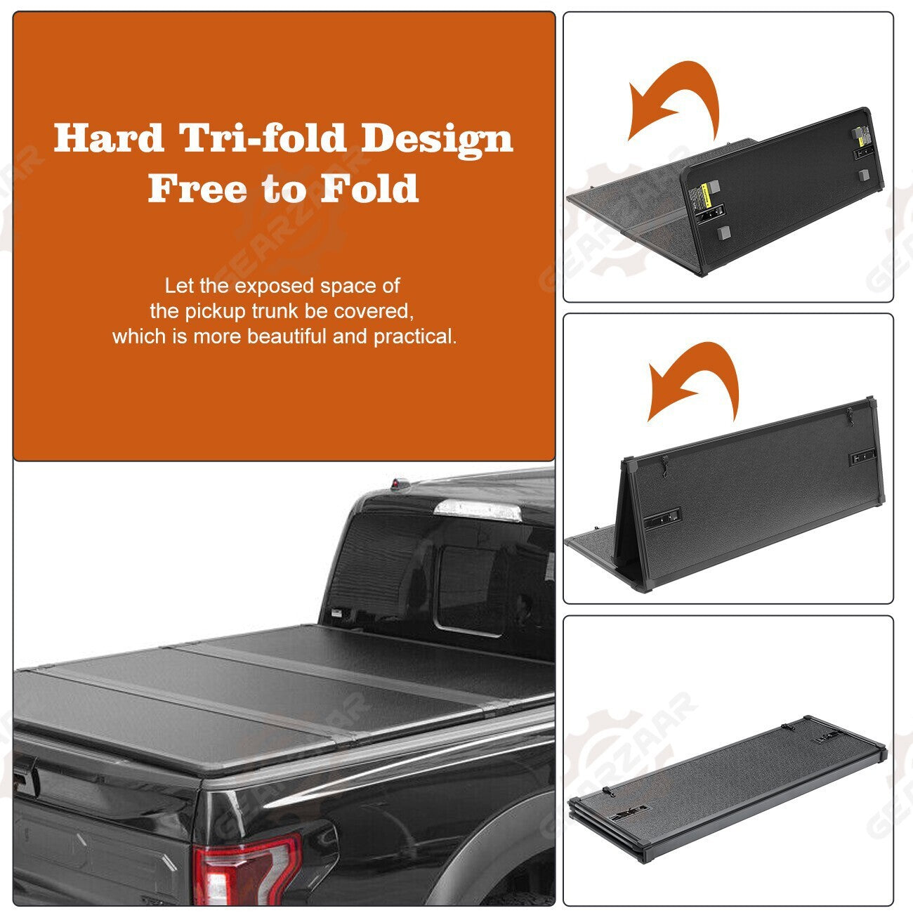 5.5FT 3-Fold Truck Bed Hard Tonneau Cover For 2009-2014 Ford F150 F-150
