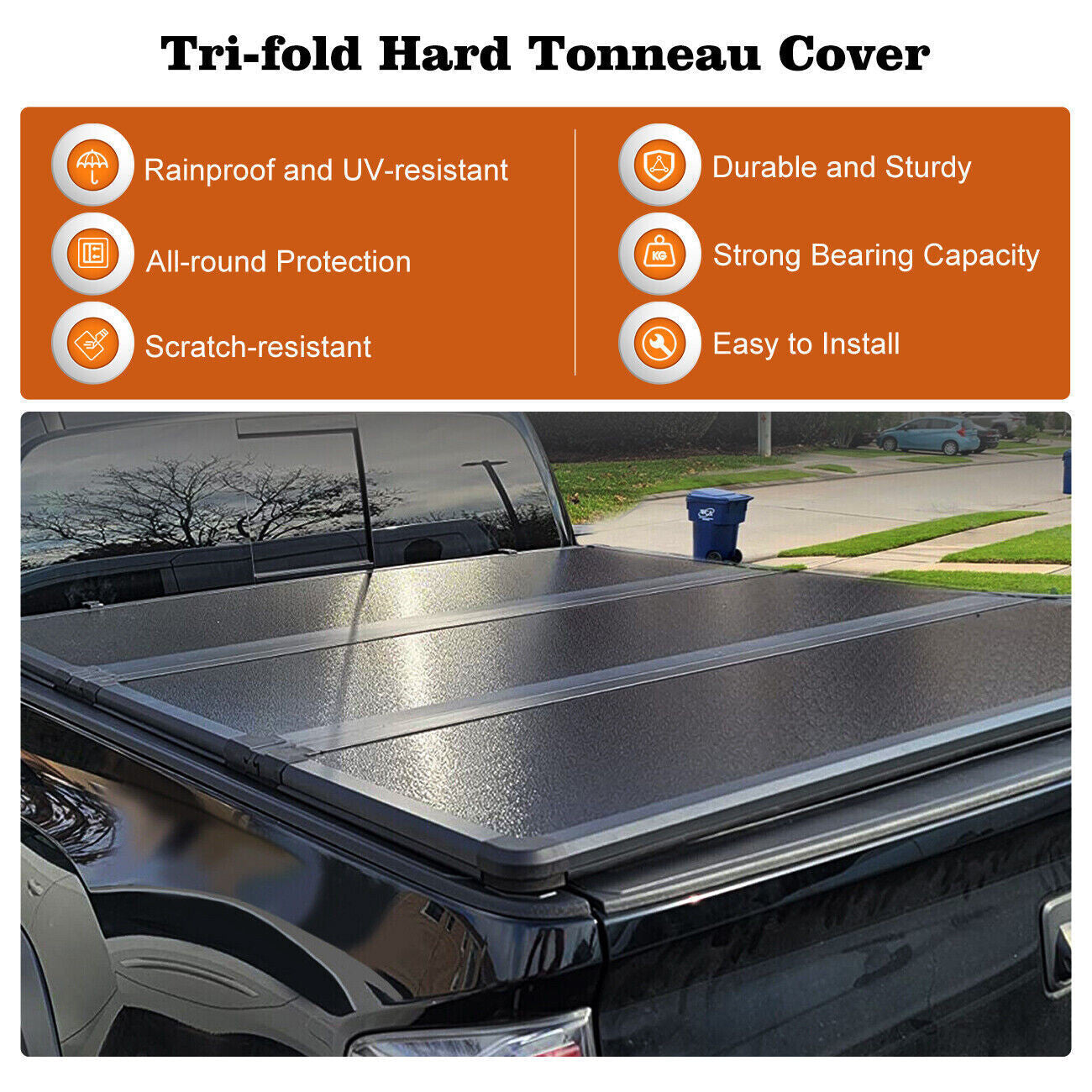 5FT Hard Tri-Fold Tonneau Cover Truck Bed For 2024 2025 Toyota Tacoma Waterproof