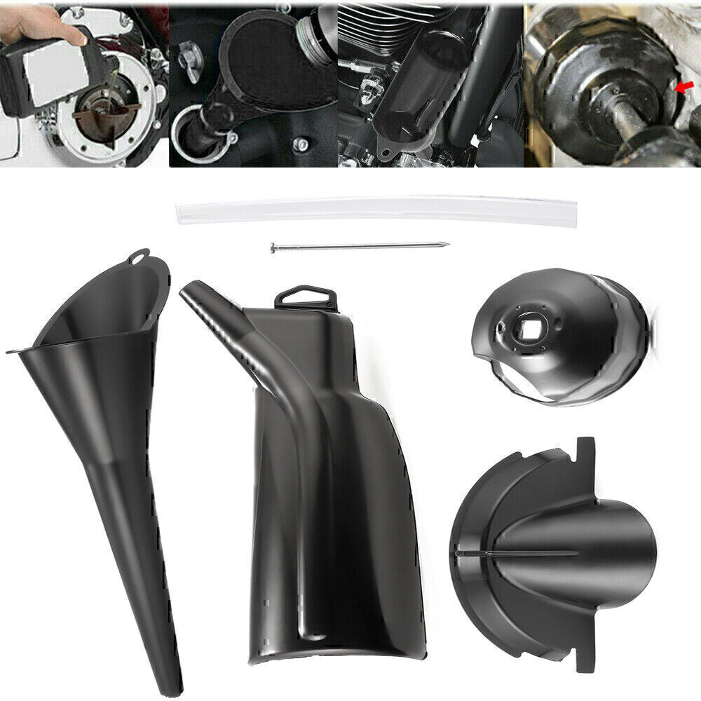 Kit Crankcase Fill Primary Case Drip-Free Oil Funnel Filter Cap Wrench For FLH