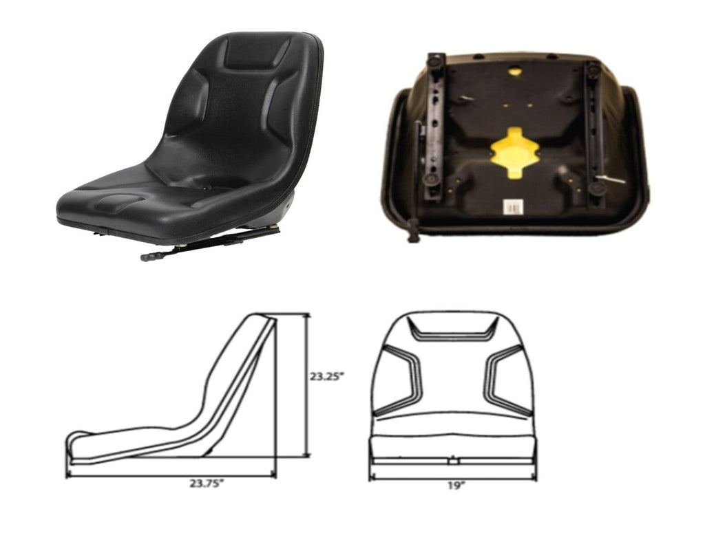 Ultra High-Back Steel Pan Seat Fits Skid Steers & Other Applications 460000BK