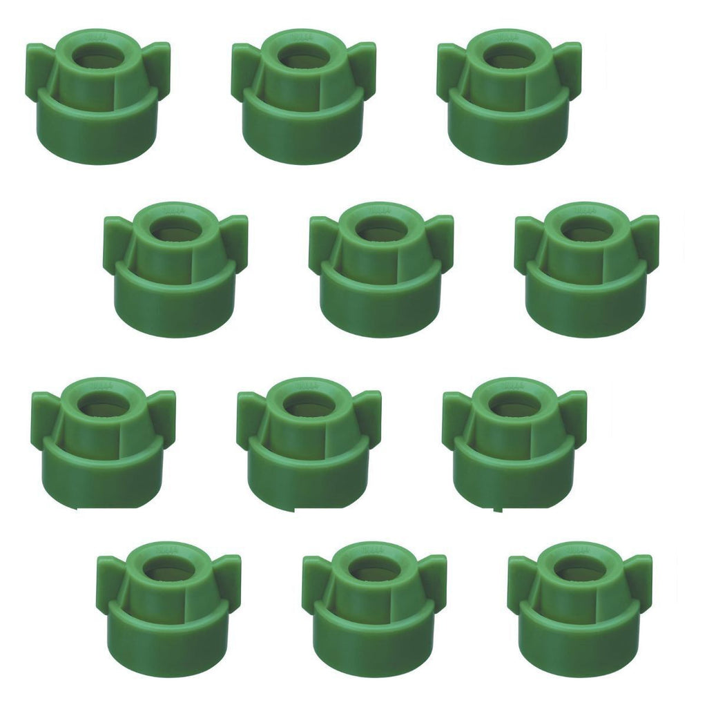 12 of Quick TeeJet Green Nylon Cap Fits TK, TX, TXA, TG, Hose Shank & Disc Cores