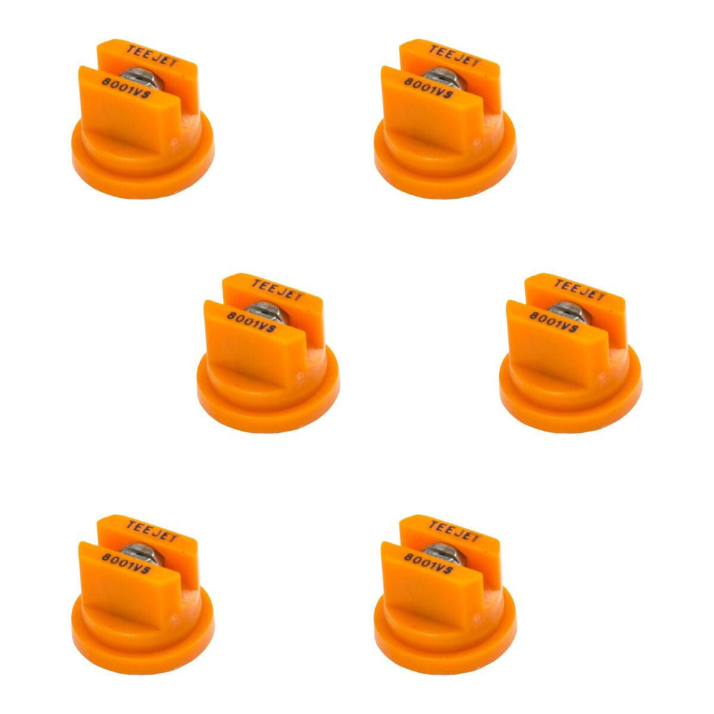 Pack of 6 - TeeJet Flat Spray Tips 80° Polymer w/ SS Insert 0.10 GPM @ 40 PSI