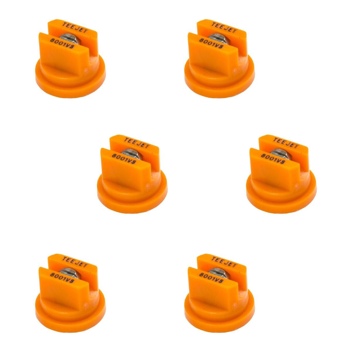 Pack of 6 - TeeJet Flat Spray Tips 80° Polymer w/ SS Insert 0.10 GPM @ 40 PSI