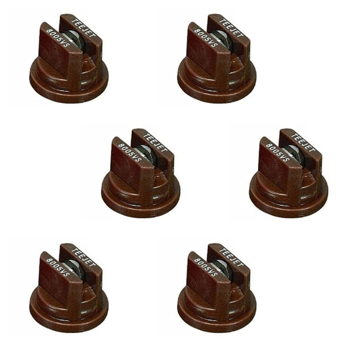 Pack of 6 - TeeJet Flat Spray Tips Brown 80° Polymer w/ SS Insert Visiflo