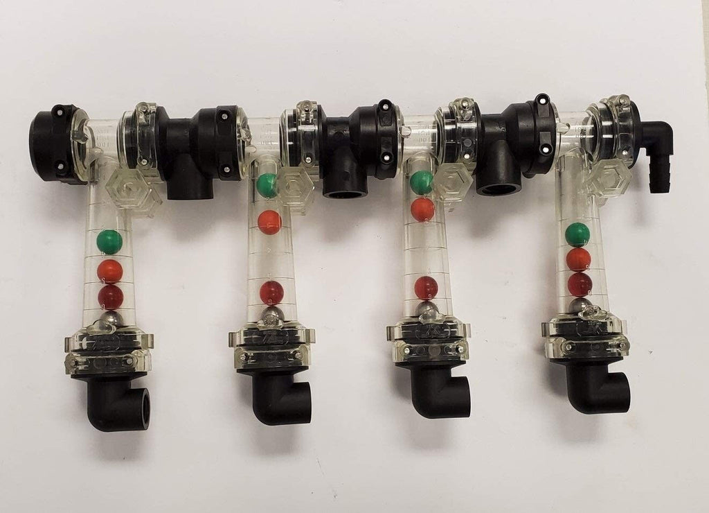 4 Column Squeeze Pump Flow Indicator 1/4" FNPT Outlet & 3/8" Isolator Tee Inlet