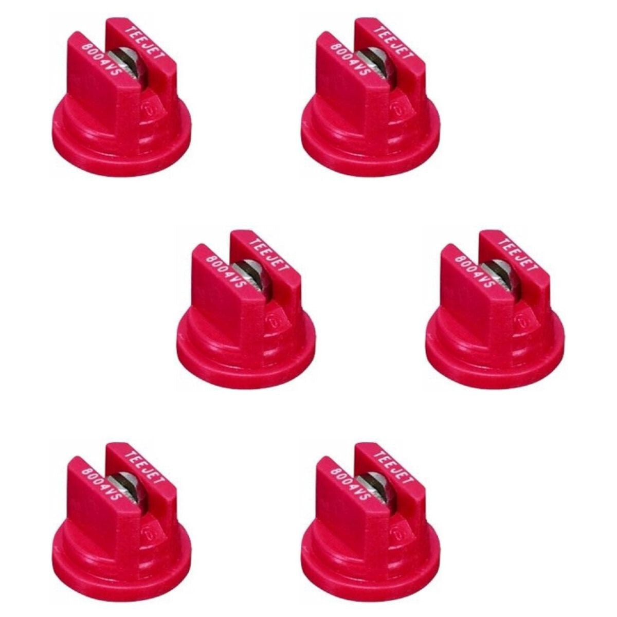 Pack of 6 - TeeJet Flat Spray Tips Red 80° Polymer w/SS Insert 0.4 GPM @ 40 PSI