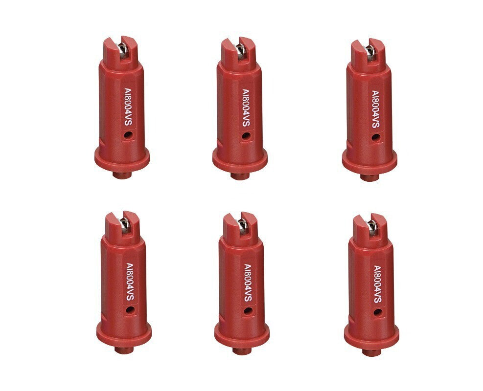 6 of TeeJet AI Red Flat Spray Tip 80° Polymer w/ SS Insert 0.40 GPM @ 40 PSI