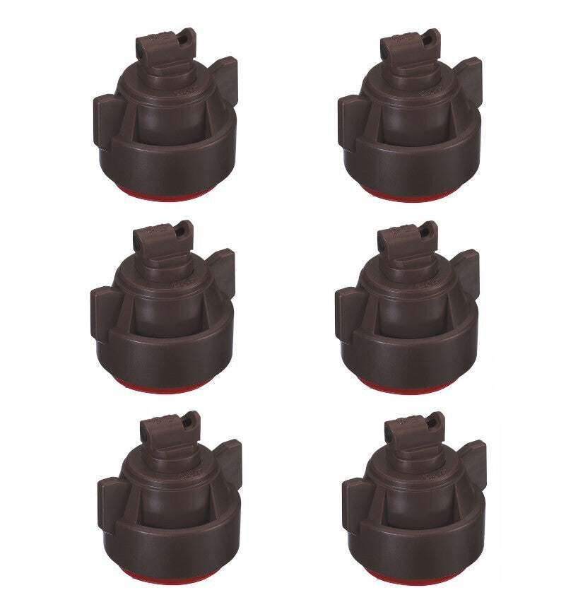 Pack of 6 - TeeJet TTI Flat Fan 110° Spray Tip/Cap Combo Rated 0.50 GPM @ 40 PSI