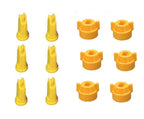 Pack of 6 - TeeJet Flat Spray Tips Yellow 110° 0.2 GPM @ 40 PSI & Nylon Caps