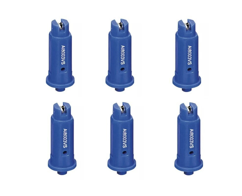 6 of TeeJet AI Blue Flat Spray Tip 80° Polymer w/ SS Insert 0.30 GPM @ 40 PSI
