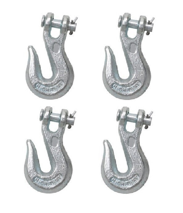 Pack of 4 - 1/4" Clevis Chain Grab Hook Grade 43 w/ 2,600 LB Load Limit