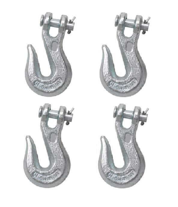 Pack of 4 - 1/4" Clevis Chain Grab Hook Grade 43 w/ 2,600 LB Load Limit