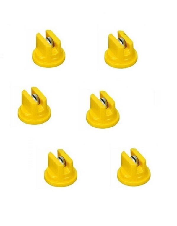Pack of 6 - TeeJet Flat Spray Tips Yellow 110° Polymer w/ SS Insert Visiflo