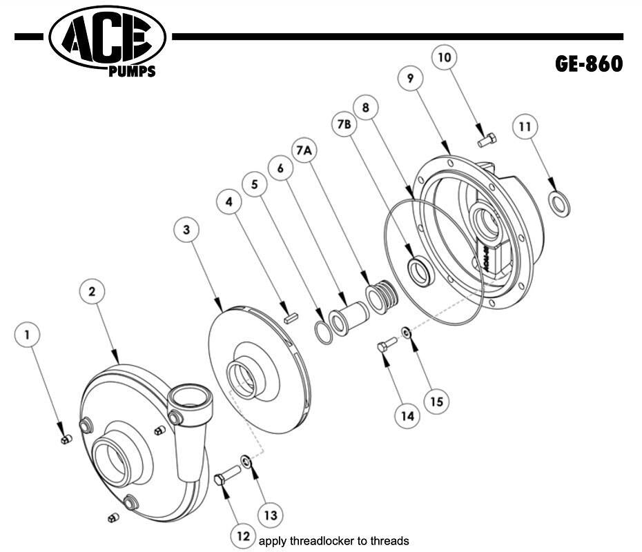 Ace Gas Driven Centrifugal Pump 2" NPT Suction x 1.50" NPT Discharge Less Engine