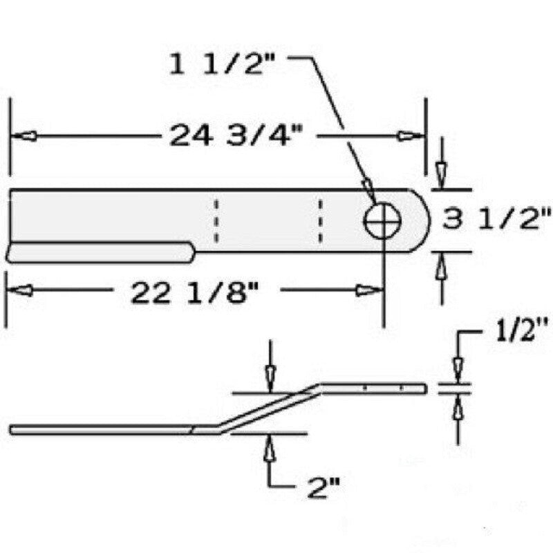 2 Replacement Bush Hog Rotary Cutter Blade 24.75" x 3.5" x 0.5" w/ 1.5" Hole CCW