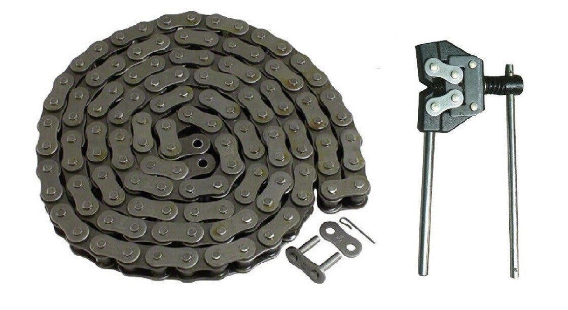 50 Roller Chain 50 Foot Roll 5/8" Pitch x 3/8" Width & Chain Breaker RC50-1R-50