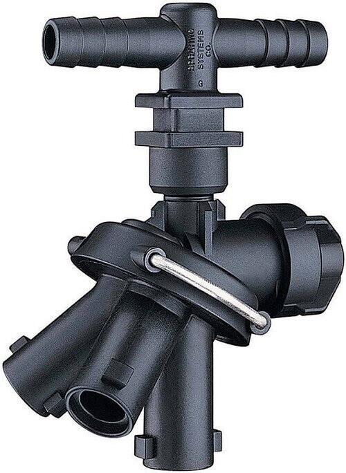 Triple Turret Nozzle Body w/ Check Valve 3/4" ID Double Hose Barb For Dry Booms
