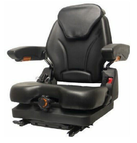 Low Profile Heavy Duty Black Universal Seat with Adjustable Suspension & Slides