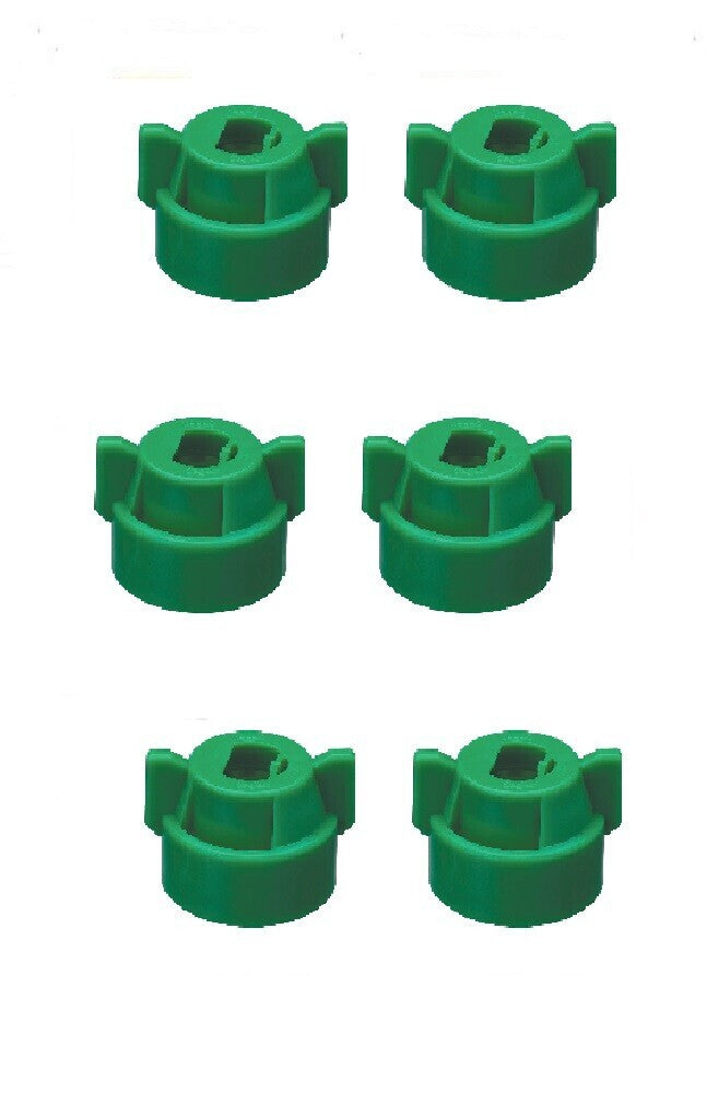 Pack of 6 - Quick TeeJet Green Nylon Cap For TP, XR, DG, OC, Turbo & AIXR Tips