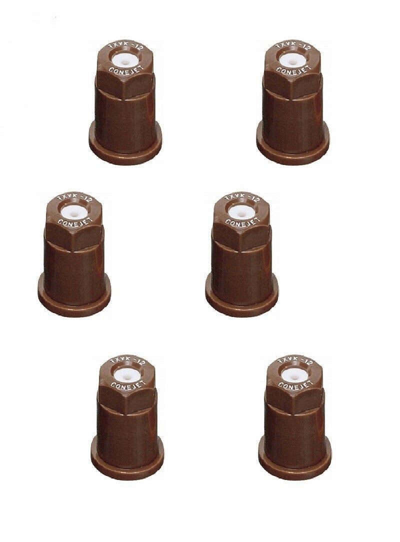 Pack of 6 -TeeJet ConeJet Hollow Cone Spray Tip 0.20 GPM @ 40 PSI Visiflo Brown