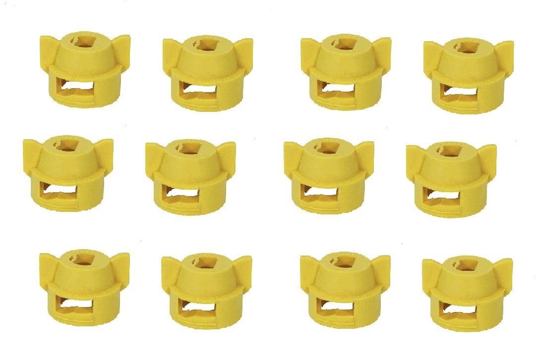 Pack of 12 - Quick TeeJet Yellow Nylon Cap For Flat, TP Standard & XR Style Tips