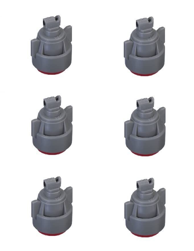 Pack of 6 - TeeJet TTI Flat Fan 110° Spray Tip/Cap Combo Rated 0.60 GPM @ 40 PSI