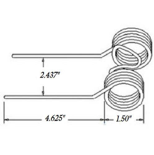 5 of Replacement Baler Teeth 4.625" Tine x 2.437" Gap x 1.5" Coil Diameter