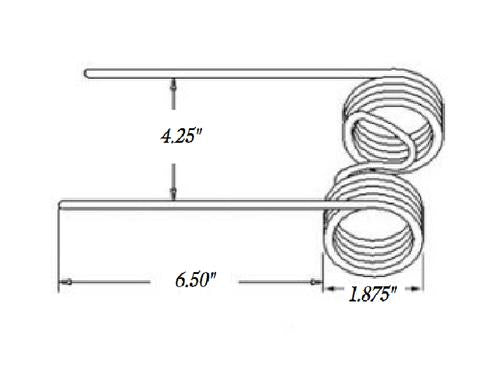 Baler Tooth 6.5" Tine x 4.25" Gap x 1.870" Coil x 0.225" Wire 76517
