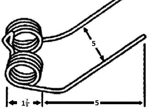 Double Tine Rake Tooth 5.25" Tines x 4.5" Wide w/ 1.845" Coil 400341