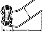 Double Tine Rake Tooth 5.25" Tines x 4.5" Wide w/ 1.845" Coil 400341
