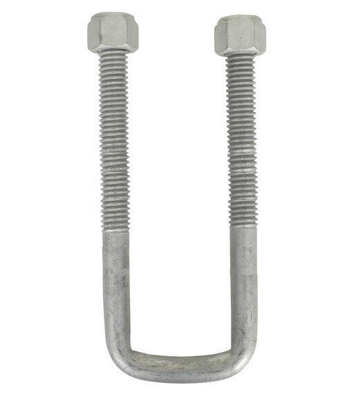 Square U-Bolt 7/16" Thick x 1-3/4" ID x 5-1/2" Long w/ Zinc Plated Nuts S122