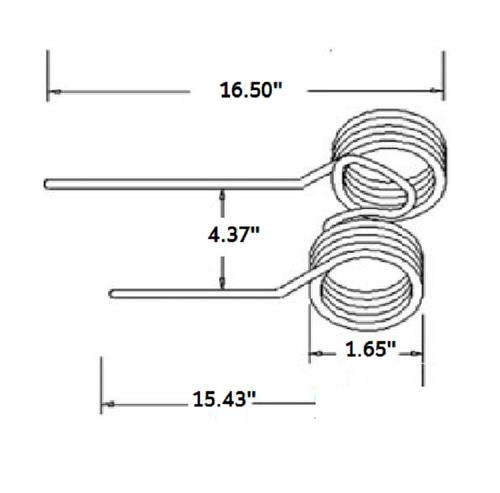 Double Rake Tooth 16.5" Tine x 15.43" Tine x 1.65" Coil x 4.37" Tine Gap PZ-6