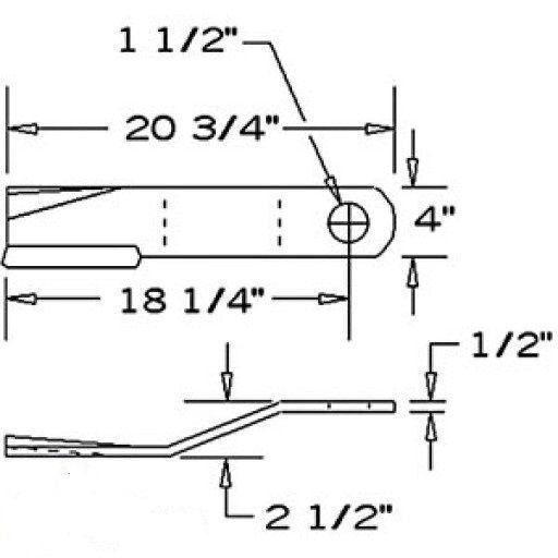Replacement Bush Hog Rotary Cutter Blade 20.75" x 4" x 0.5" w/ 1.5" Hole CCW