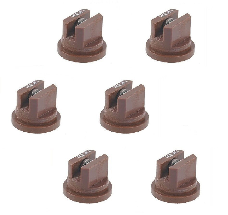 Pack of 6 - TeeJet DG Even Flat Spray Tip Brown 95° Polymer w/ SS Insert Visiflo