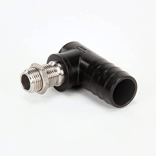 TeeJet Celcon 1" Elbow Hose Barb x 11/16" MPT SS Nozzle Body w/ Jam Nut