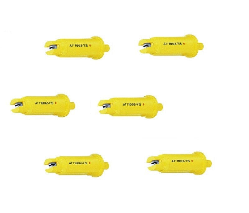 Pack of 6 - TeeJet Air Induction Flat Spray Tips Yellow 110° Polymer Visiflo