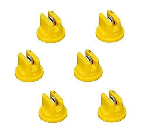 Pack of 6 - TeeJet Drift Guard Flat Spray Tips Yellow 80° Polymer w/ SS Insert
