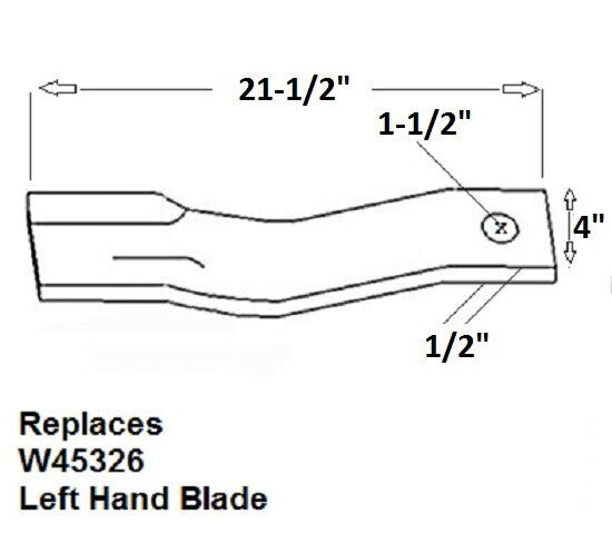 Replaces JD Rotary Cutter Blade 21.5" x 4" x 0.5" w/ 1.5" Hole CW USA MADE 45326