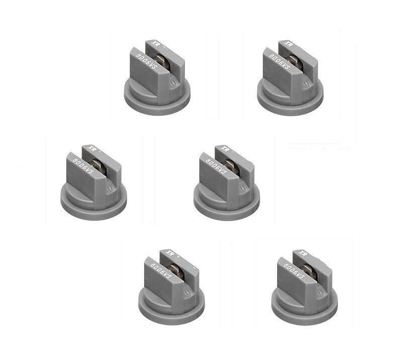 Pack of 6 - TeeJet Extended Range Flat Spray Tips Gray 80° Polymer w/ SS Insert
