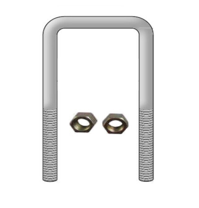 Square U-Bolt 3/4" Thick x 3-1/8" ID x 16" Long w/ Zinc Plated Nuts S181