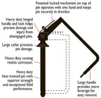 Lock-ease Hitch Pin 7/8" x 6" HD Heat Treated w/ Locking Handle USA MADE 80170