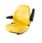 Premium High-Back Yellow Vinyl Seat w/ Armrests, Lumbar Support & Slide Rails