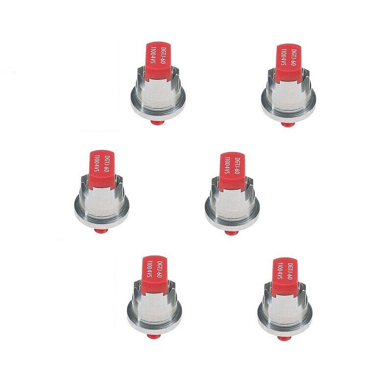 Pack of 6 - TeeJet DG TwinJet Drift Guard Twin Flat Red Spray Tips SS @ 110°
